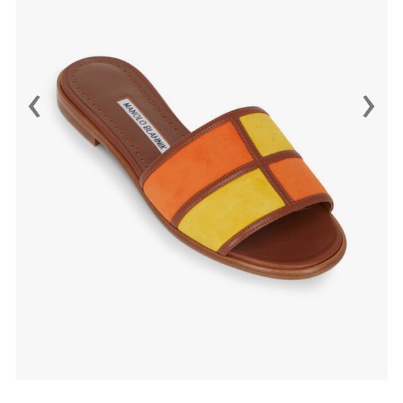 Manolo Blahnik Megacle Colorblock Flat Sandal Size 37 - Picture 4 of 10